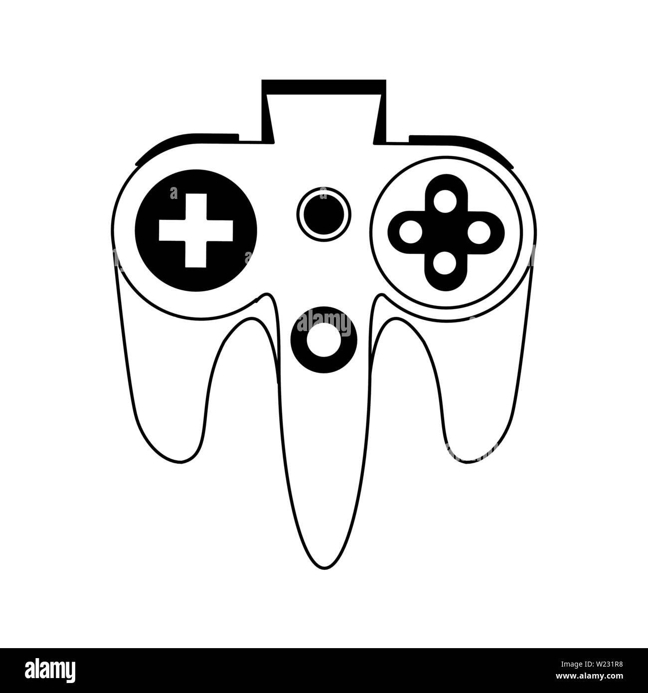Modern videogame console gamepad with buttons in black and white Stock ...