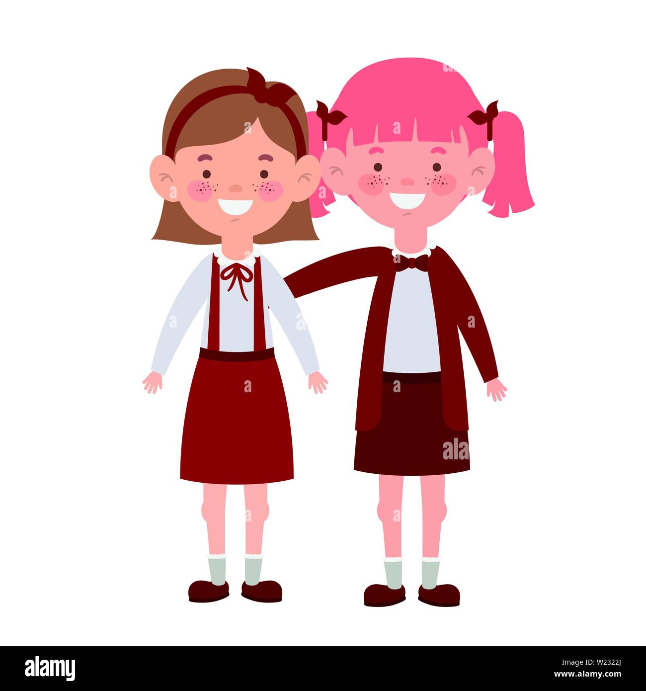 student girls standing smiling on white background Stock Vector Image ...