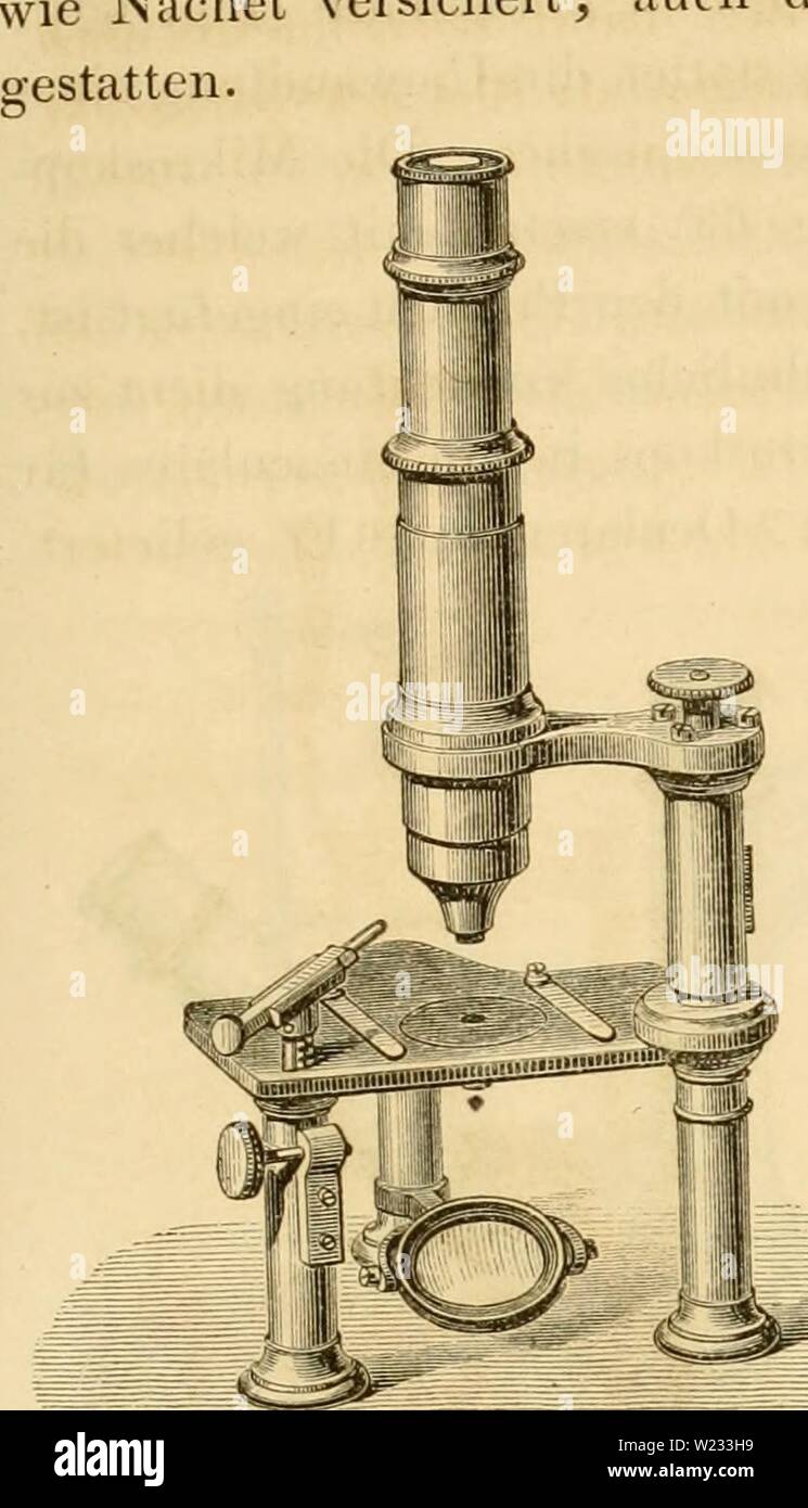 Archive image from page 130 of Das Mikroskop, Theorie und Anwendung. Das Mikroskop, Theorie und Anwendung desselben  dasmikroskoptheo01ng Year: 1867  Die Stative der neueren Optiker. 11 Nachet versichert, auch die Anweiulung der Objective 5 und G    Fi&lt;?ur b'J. Stock Photo