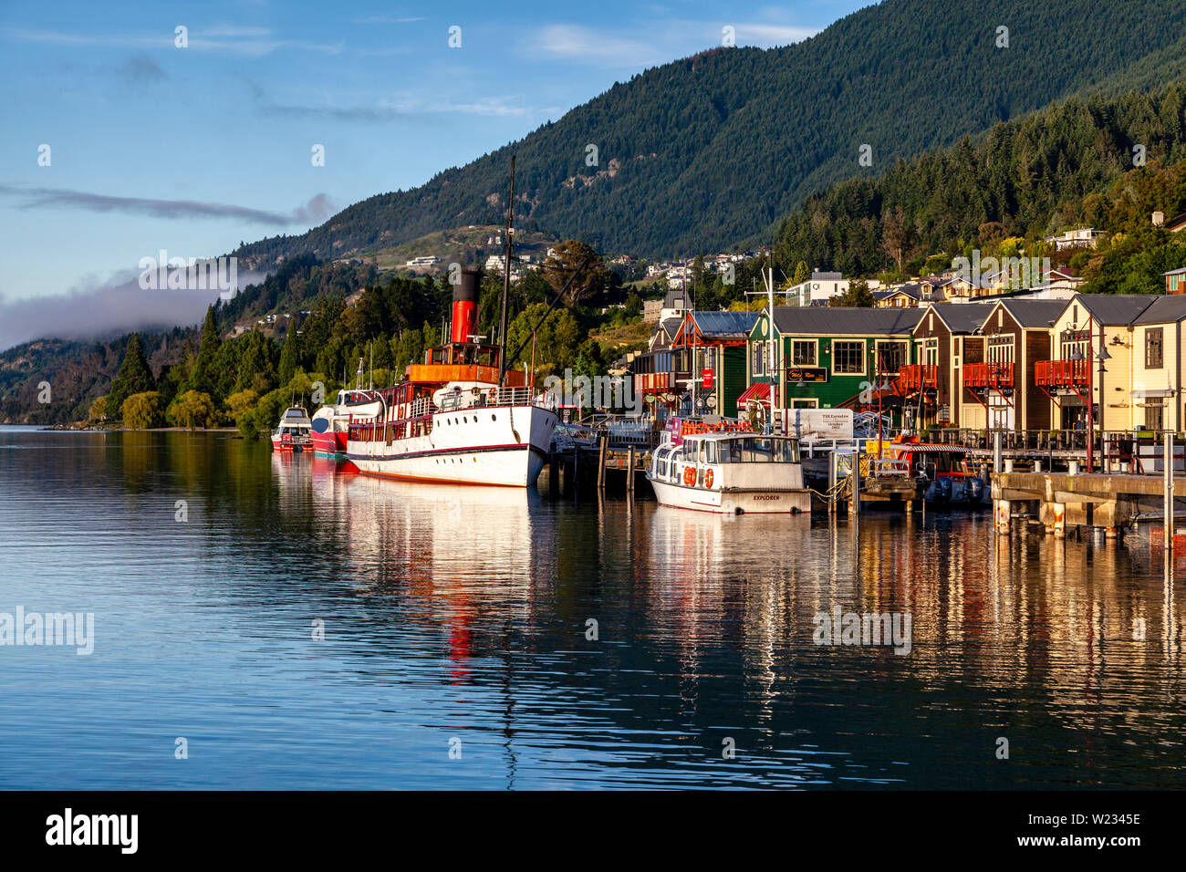 Lake Wakatipu and Queenstown, Otago, South Island, New Zealand Stock ...