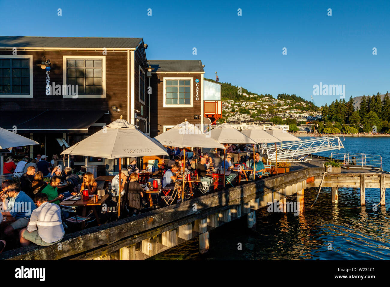 Steamer Wharf, Queenstown, Otago, South Island, New Zealand Stock Photo