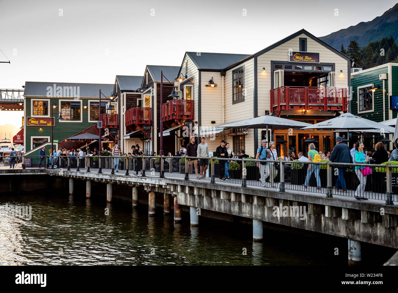 Steamer Wharf, Queenstown, Otago, South Island, New Zealand Stock Photo