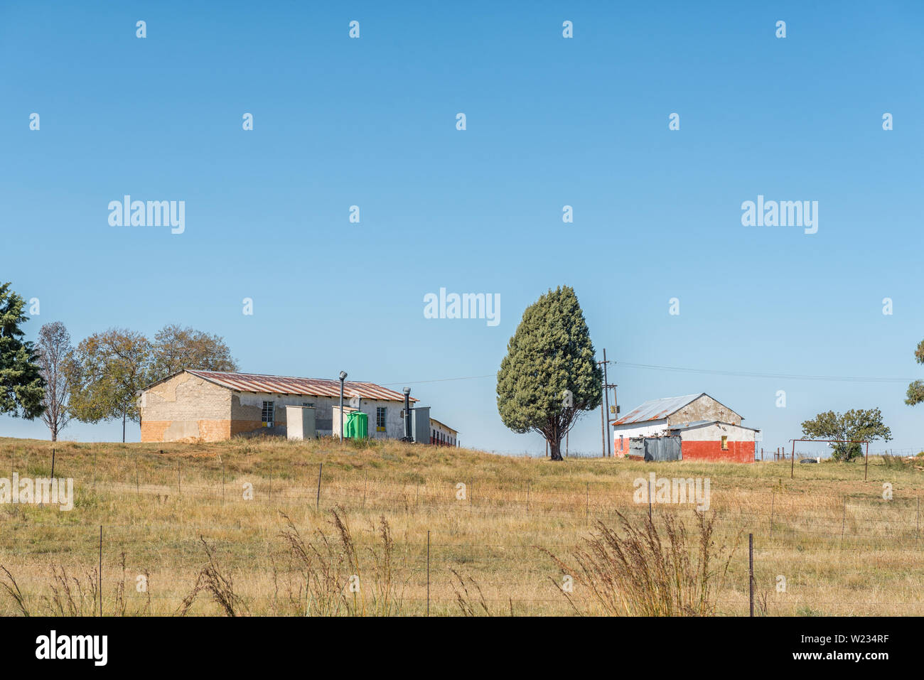 WARDEN, SOUTH AFRICA MAY 1, 2019 A school and a building on a farm
