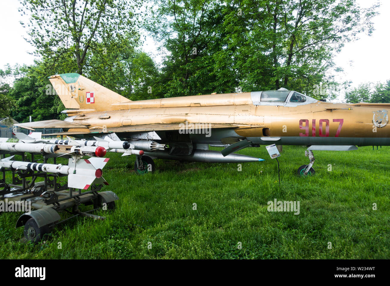 Mikojan Mig-21MF Fighter Aircraft at The Krakow Air Museum,Krakow, Poland, Europe. Stock Photo