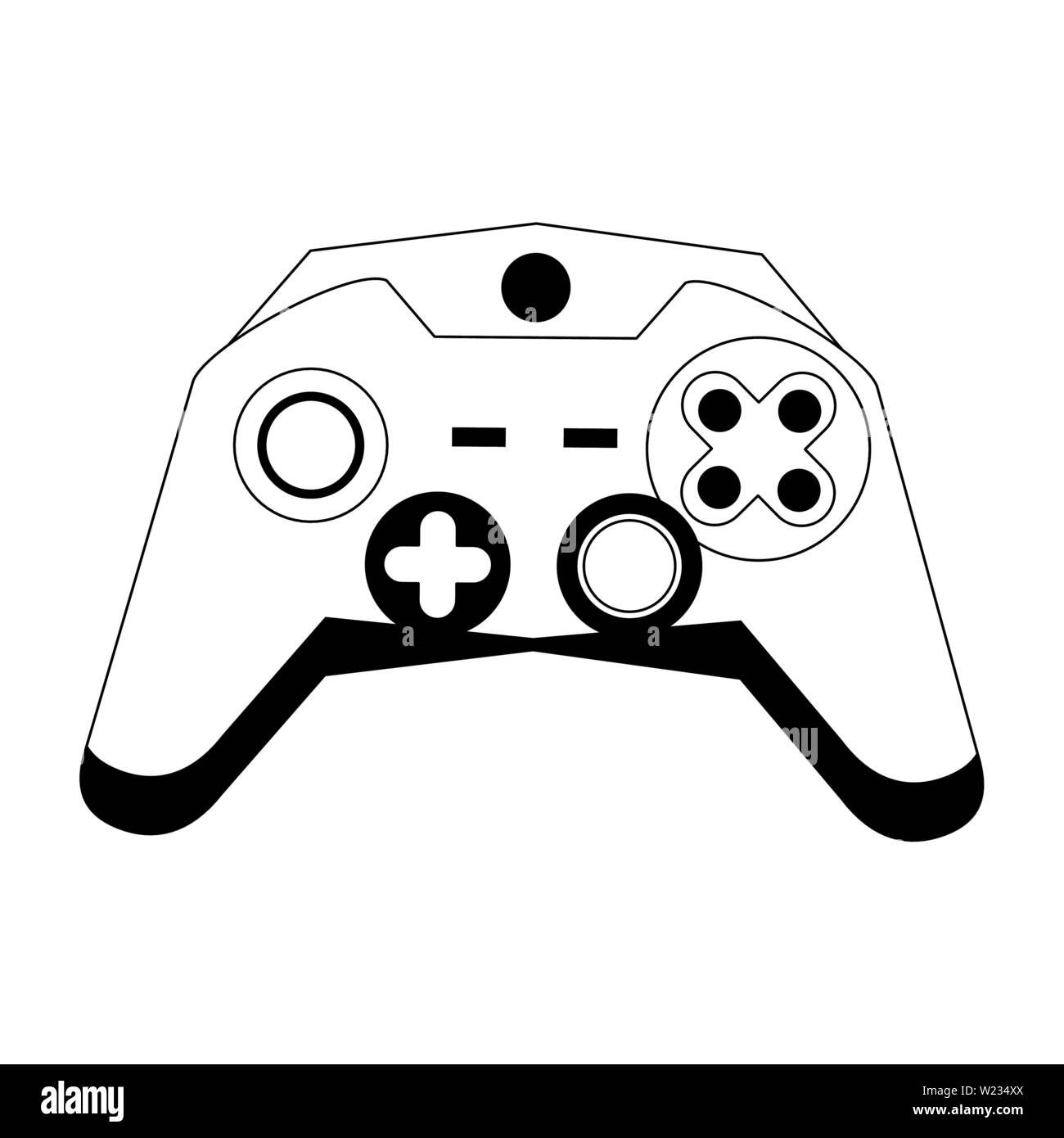 Modern videogame console gamepad with buttons in black and white Stock ...
