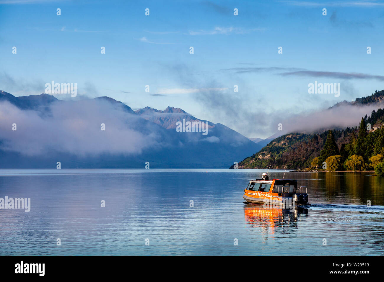 A Water Taxi On Lake Wakatipu, Queenstown, Otago, South Island, New Zealand Stock Photo