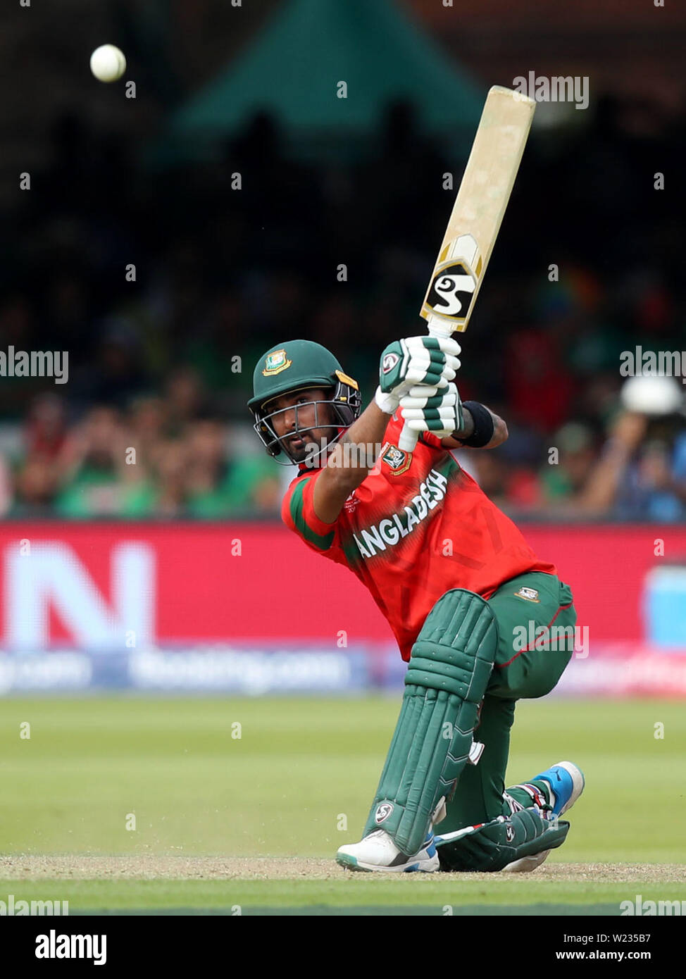 Bangladesh's Liton Das bats during the ICC Cricket World Cup group stage match at Lord's, London. Stock Photo
