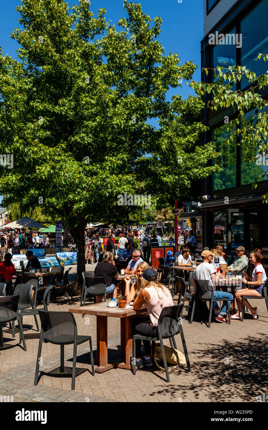 A Street Cafe In Queenstown, Otago, South Island, New Zealand Stock
