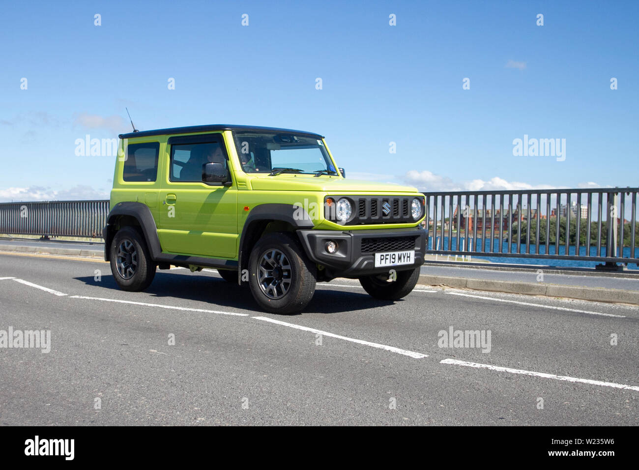 2019 yellow Suzuki Jimny SZ5 4X4 Auto; UK; Vehicular traffic, transport,  modern, saloon cars, classics, historics, collectibles, on the seafront  promenade, Southport, UK Stock Photo - Alamy