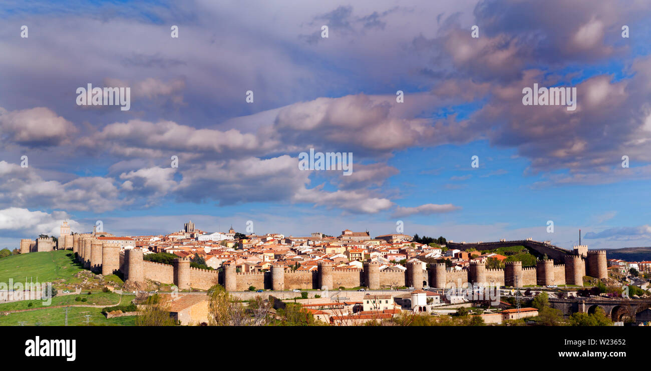 Avila, Avila Province, Castile and Leon, Spain. City walls. The old