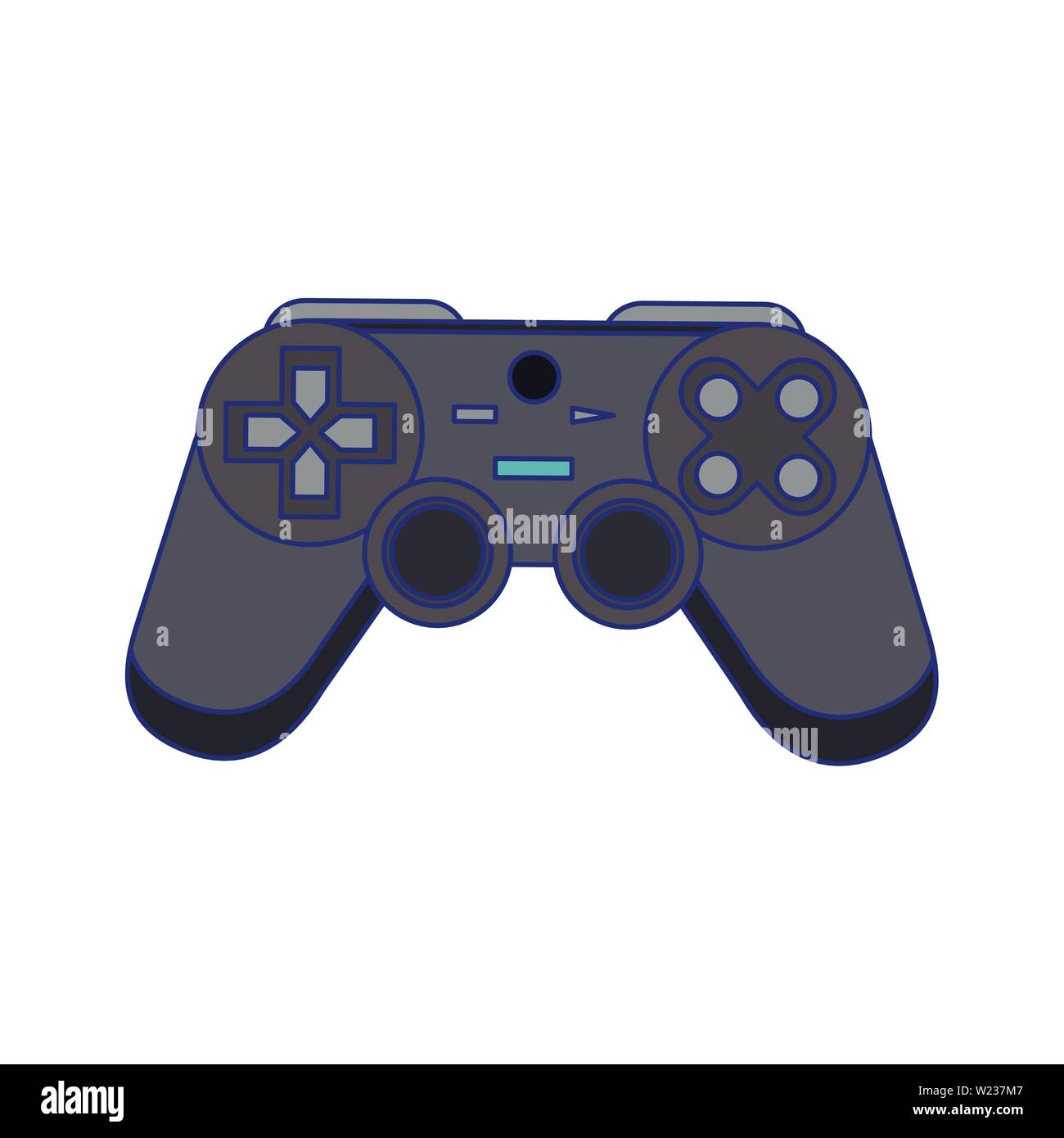 Modern videogame console gamepad with buttons blue lines Stock Vector ...
