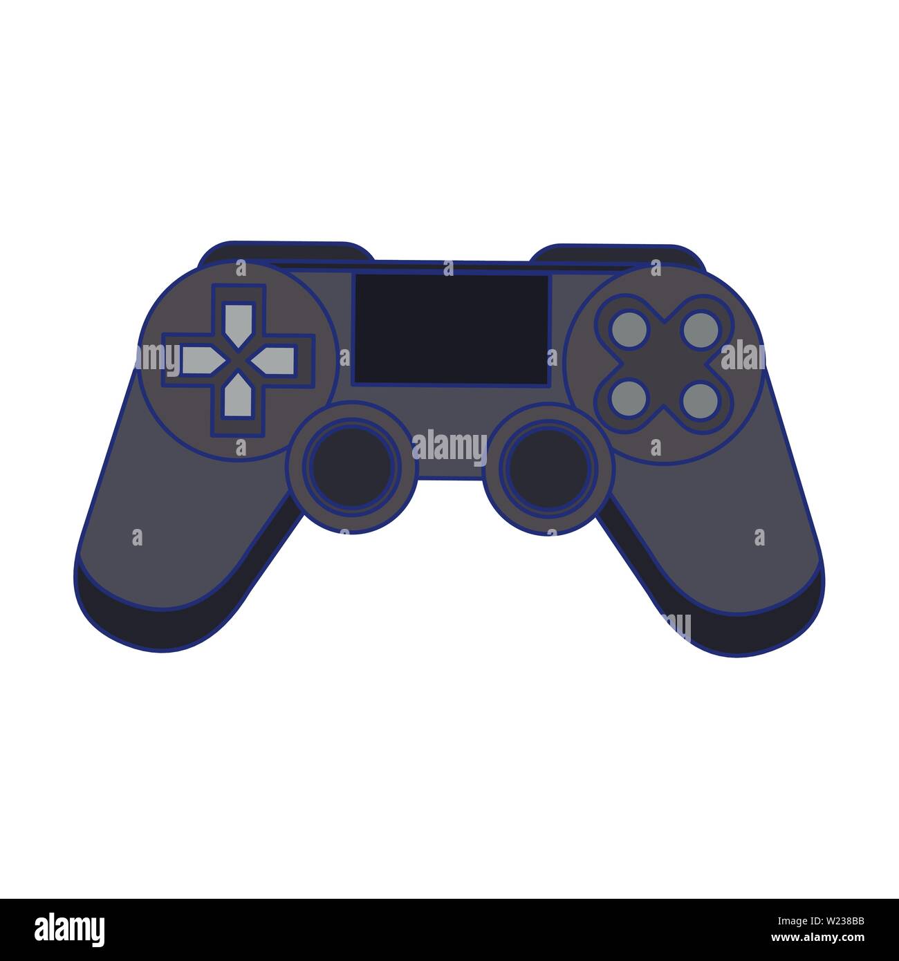 Modern videogame console gamepad with buttons blue lines Stock Vector ...