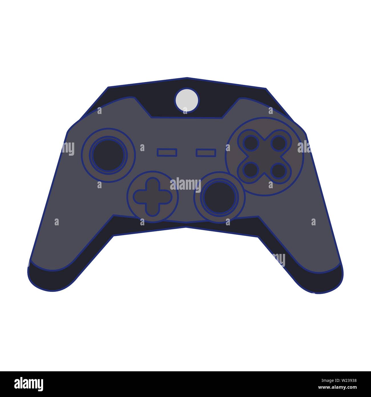Modern videogame console gamepad with buttons blue lines Stock Vector ...