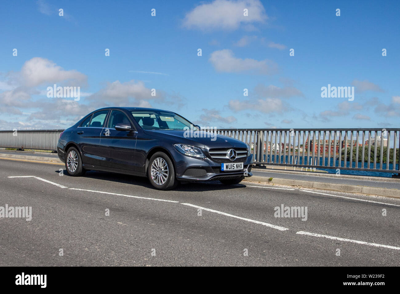 2015 Mercedes-Benz C250 SE Bluetec Auto; UK; Vehicular traffic, transport, modern, saloon cars, classics, historics, collectibles, on the seafront promenade, Southport, UK Stock Photo