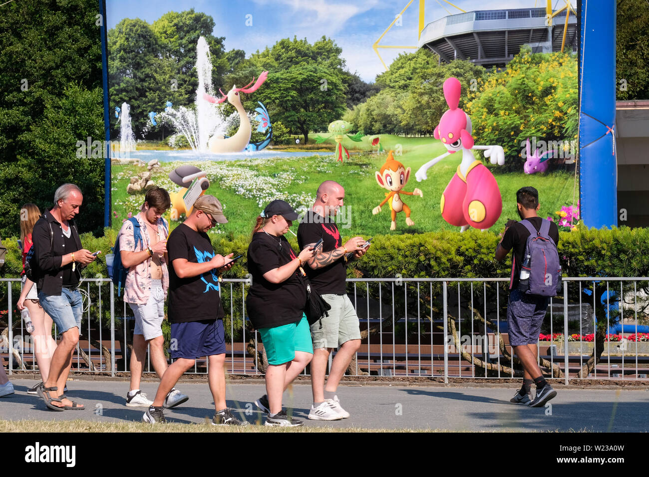 Dortmund, Germany, July 05, 2019: Players attend Pokemon Go Fest at  Dortmund Westfalenpark on July 05, 2019. Mobile game developer Niantic held  the four-day Pokemon Go Fest in Dortmund from Thursday to