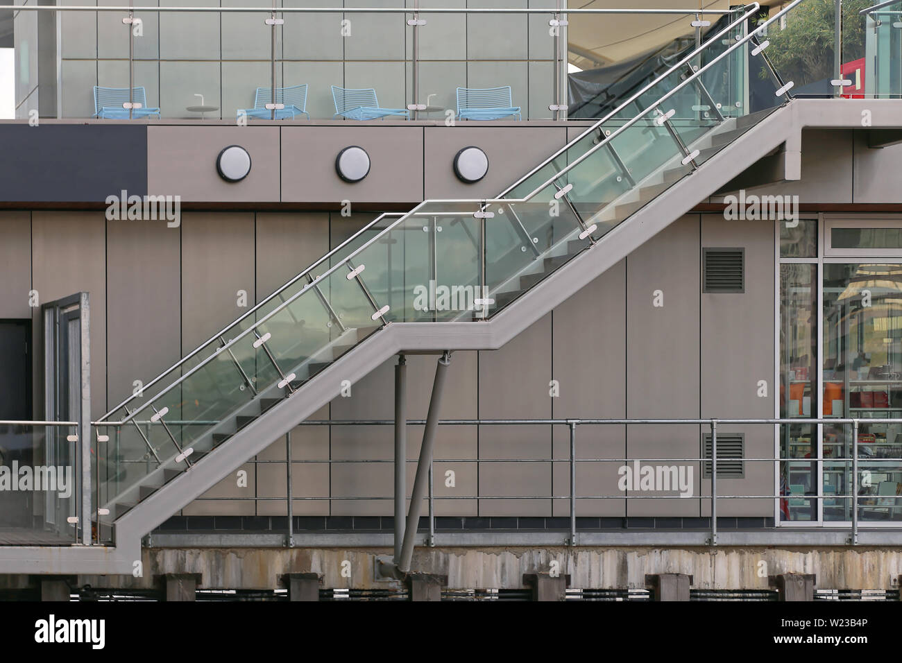 External Steel and Glass Stairway Building Access Stock Photo Alamy