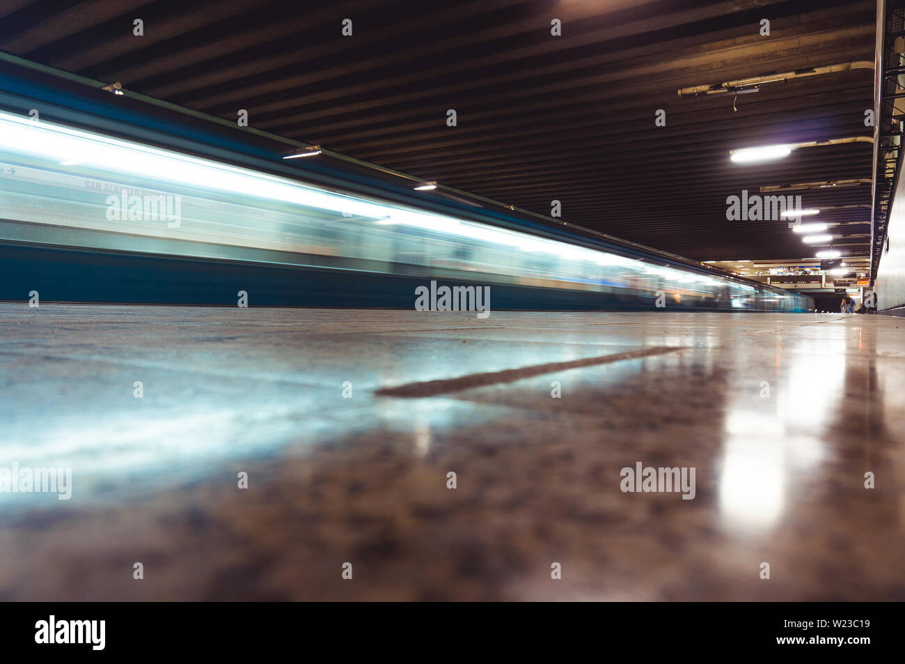 SANTIAGO, CHILE SEPTEMBER 2015 Santiago Metro train at San Alberto