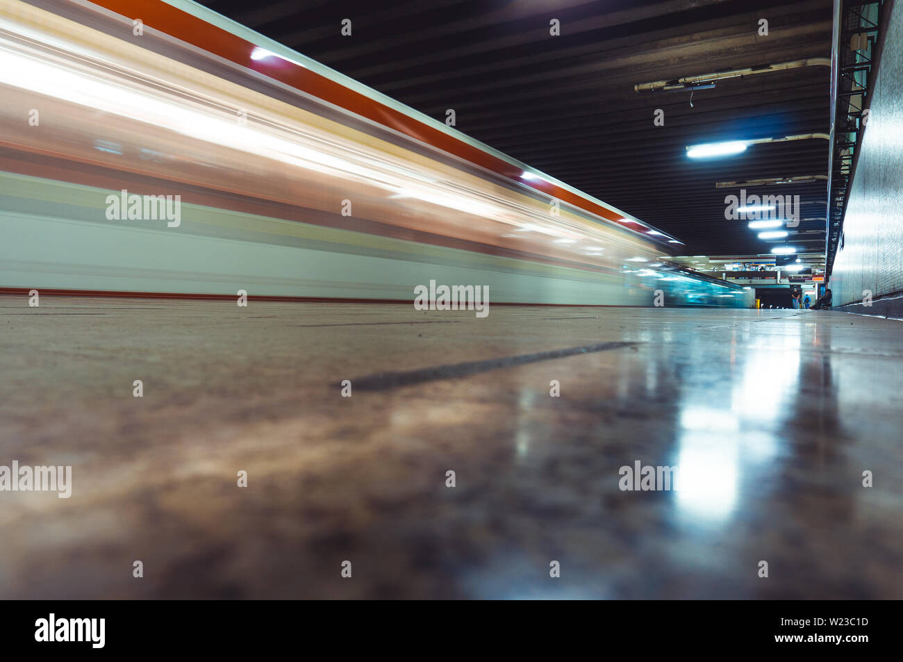 SANTIAGO, CHILE SEPTEMBER 2015 A Santiago Metro train entering San