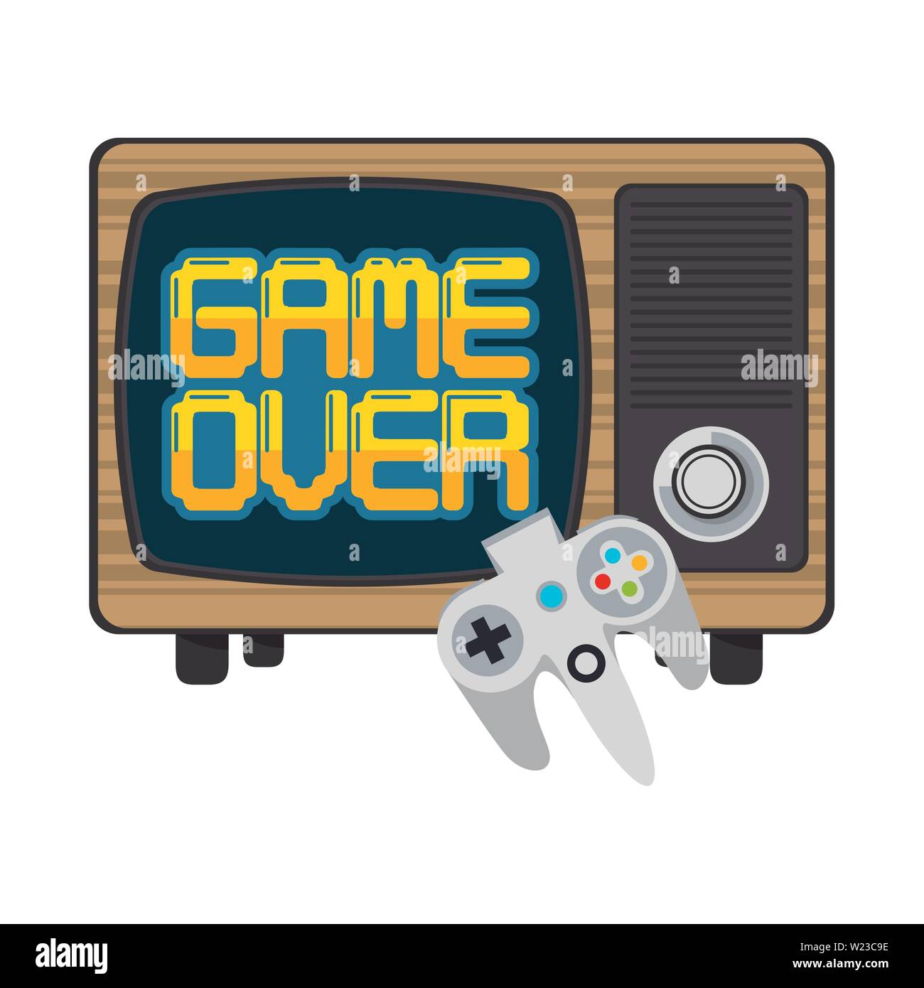 Retro videogame console and gamepads Stock Vector Image & Art - Alamy