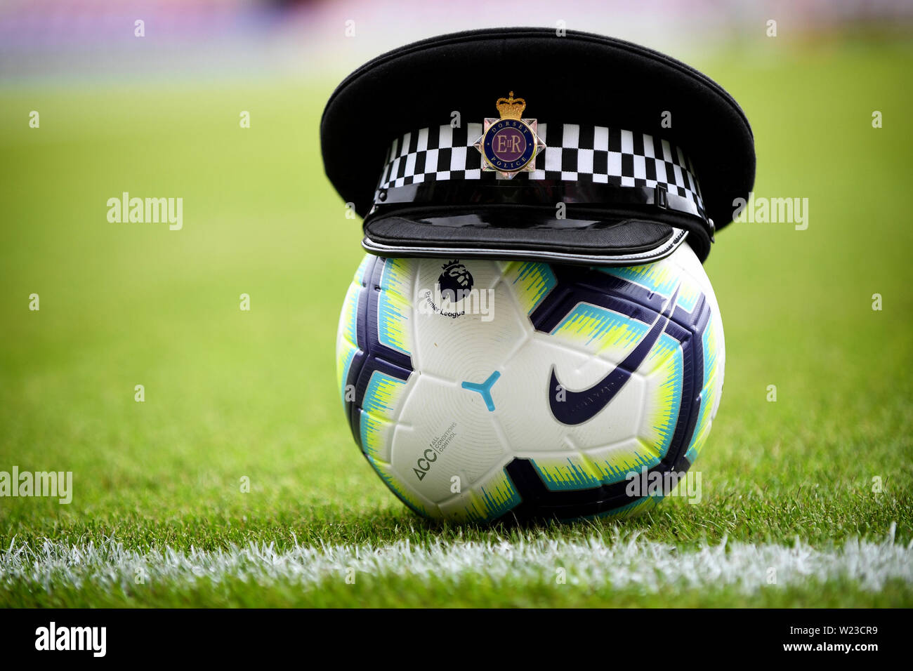 The Nike Merlin, Official Premier League Ball for the 2018/19 season after  a Dorset Constabulary Officer placed his cap on it - AFC Bournemouth v  Cardiff City, Premier League, Vitality Stadium, Bournemouth -