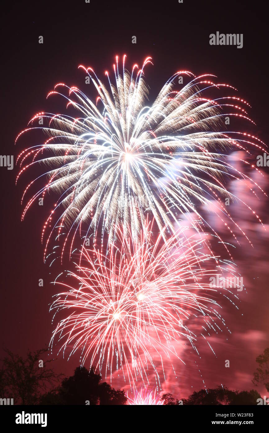 Fireworks from the fourth of July, Redlands CA Stock Photo Alamy