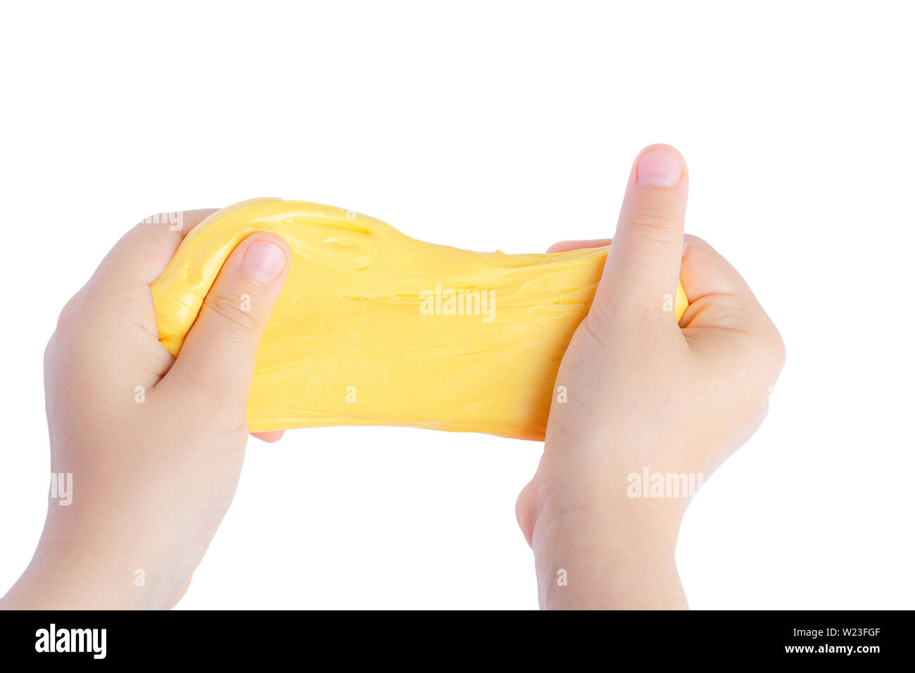Download Children S Hands Stretch Homemade Goo And Yellow Slime Stock Photo Alamy Yellowimages Mockups