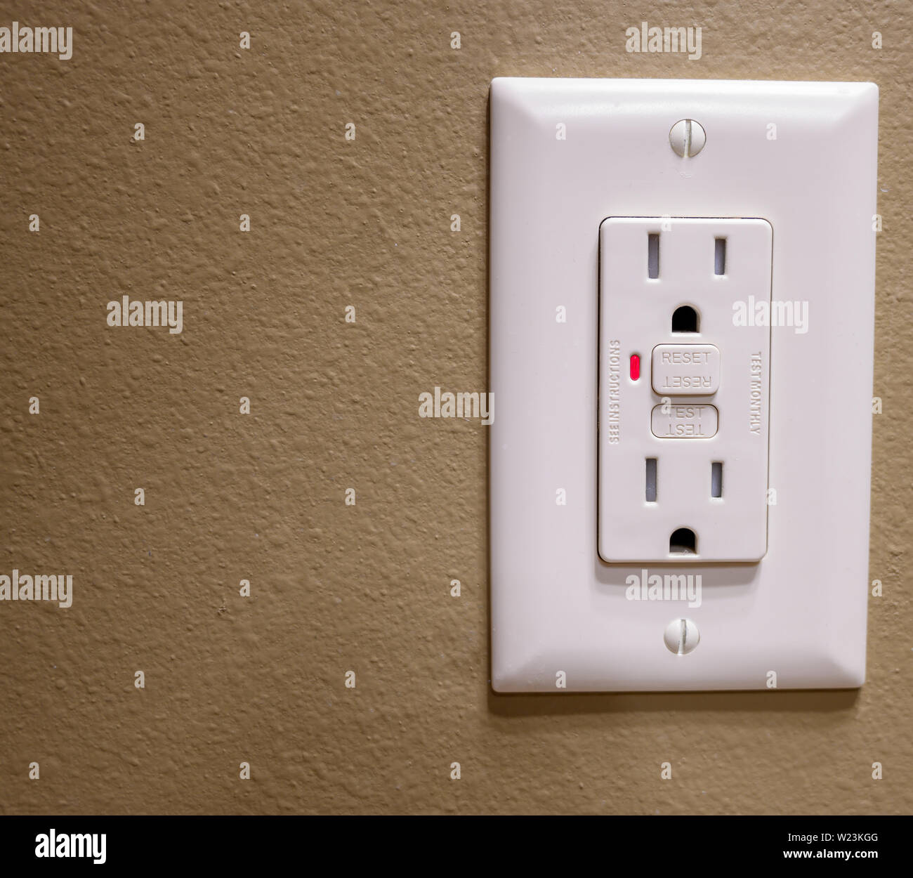 Tripped Ground Fault Interrupter Outlet Stock Photo Alamy