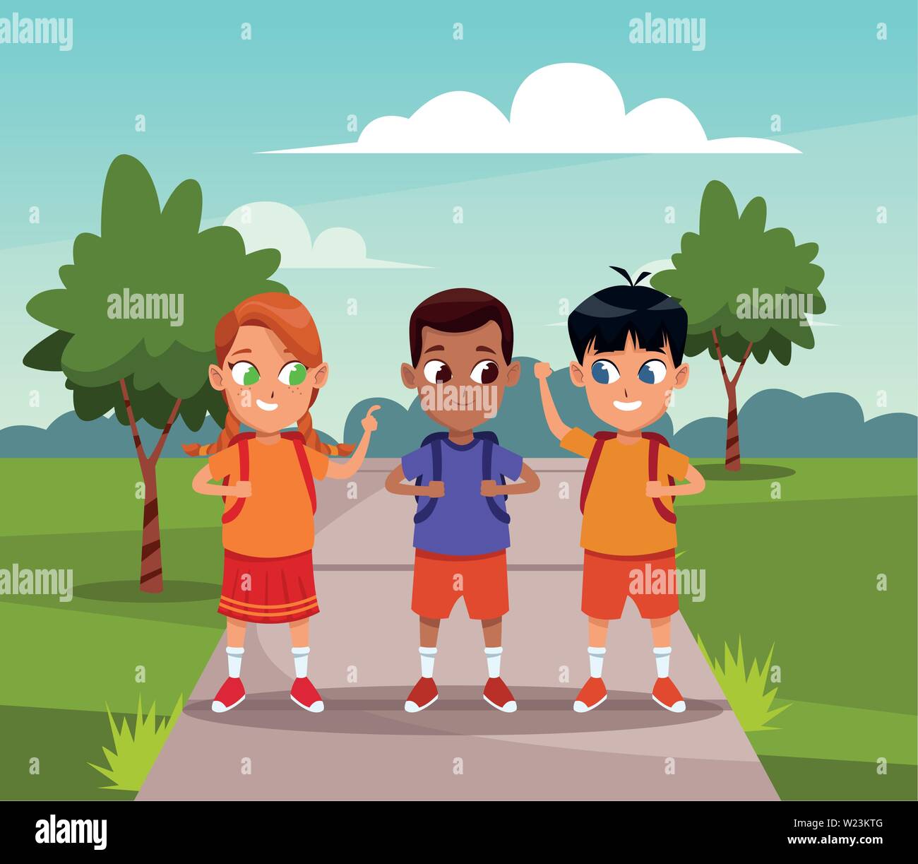 School boys with backpacks cartoons Stock Vector Image & Art - Alamy