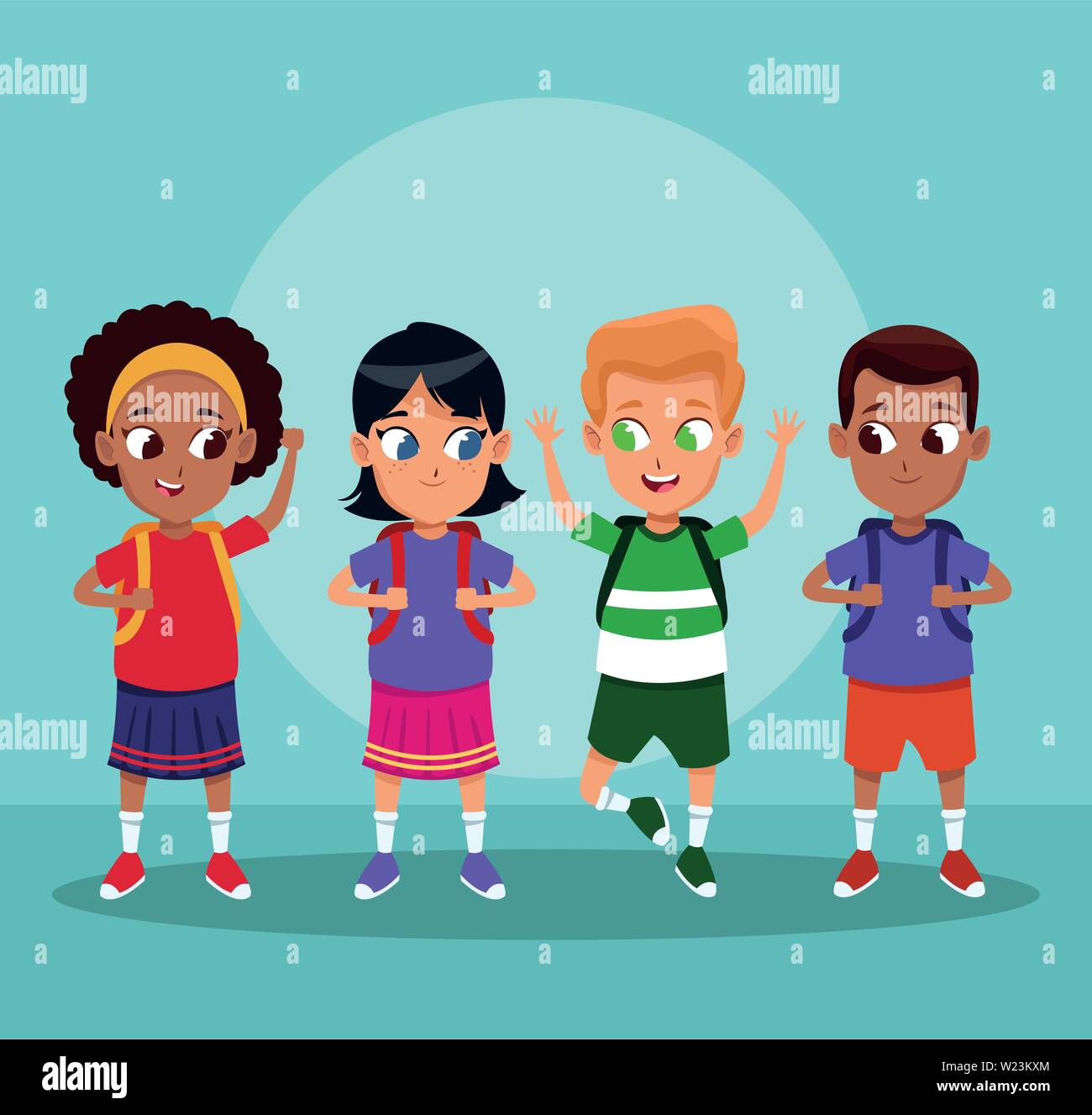 School boys and girls cartoons Stock Vector Image & Art - Alamy