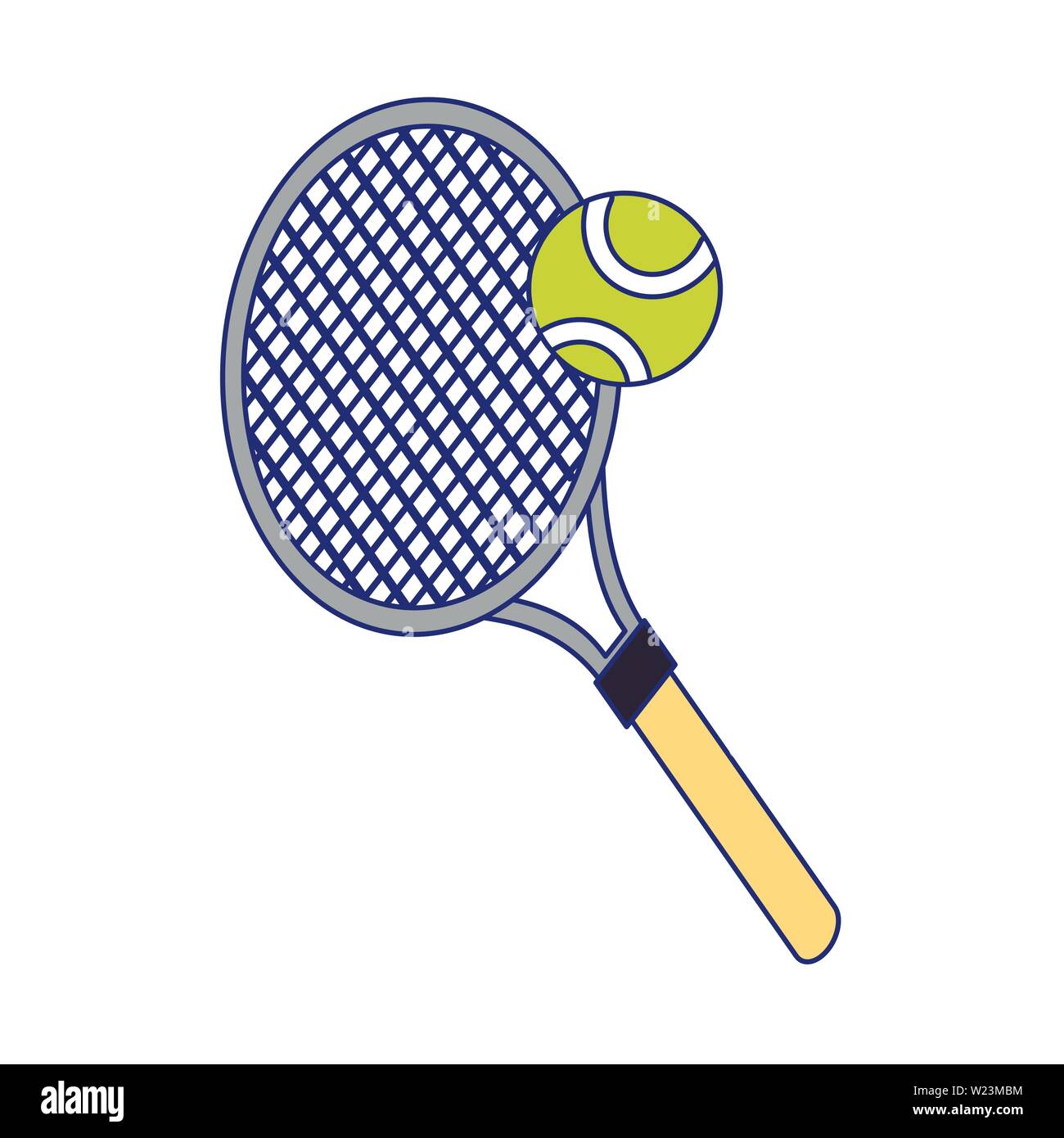 Tennis racket and ball sport equipment blue lines Stock Vector Image ...