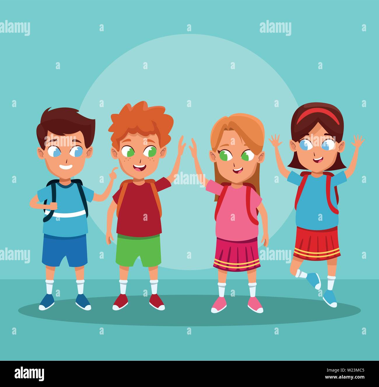 School boys and girls cartoons Stock Vector Image & Art - Alamy