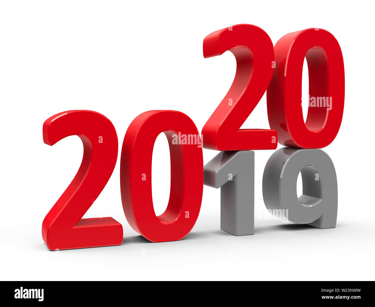 2019-2020 change represents the new year 2020, three-dimensional rendering, 3D illustration Stock Photo