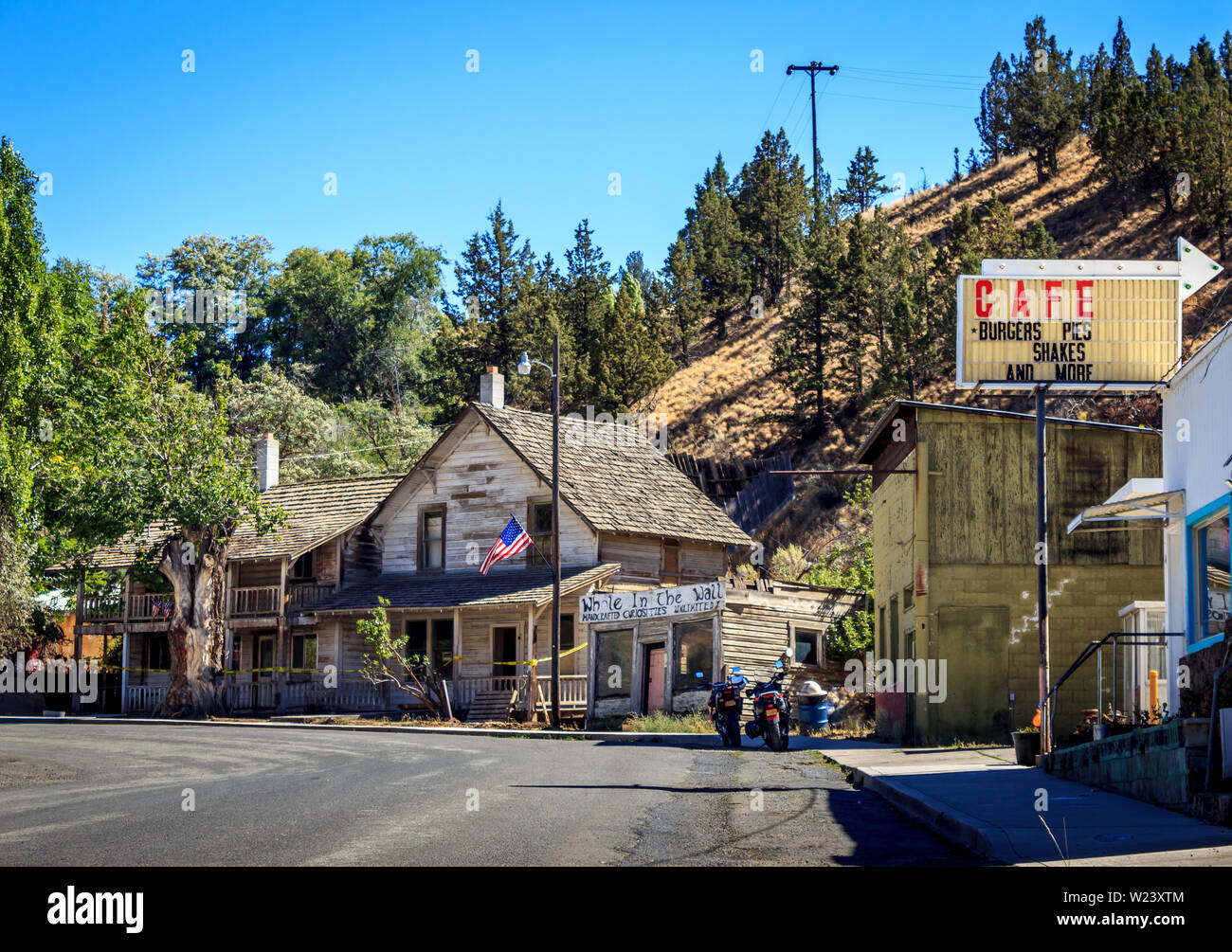 Mitchell, Oregon, United States of America - 09-13-2015 : A street view in rural Mitchell, Oregon, USA Stock Photo