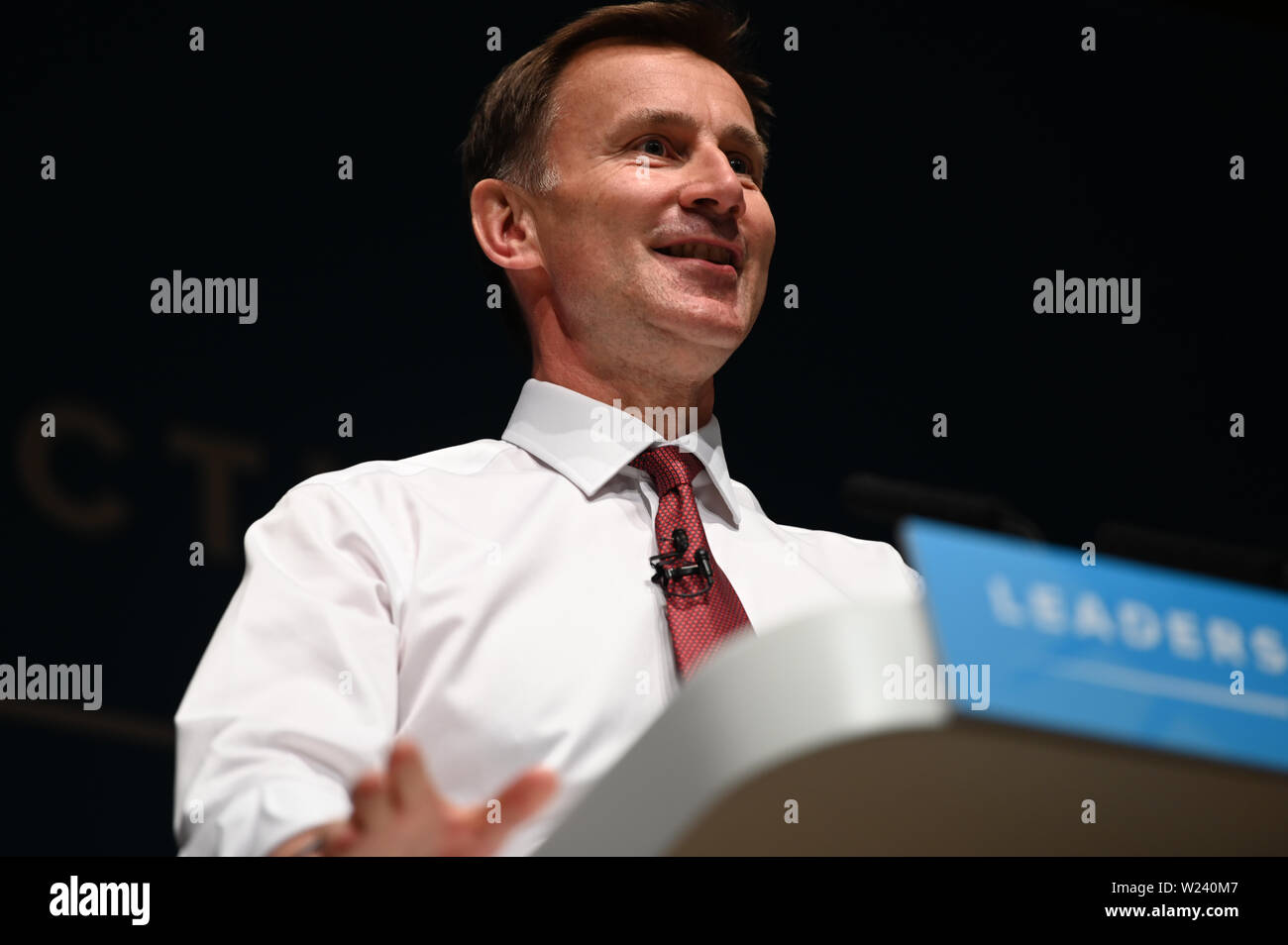 Perth, Scotland, United Kingdom, 05, July, 2019. Conservative Party leadership Jeremy Hunt addresses a leadership election hustings for party members. © Ken Jack / Alamy Live News Stock Photo