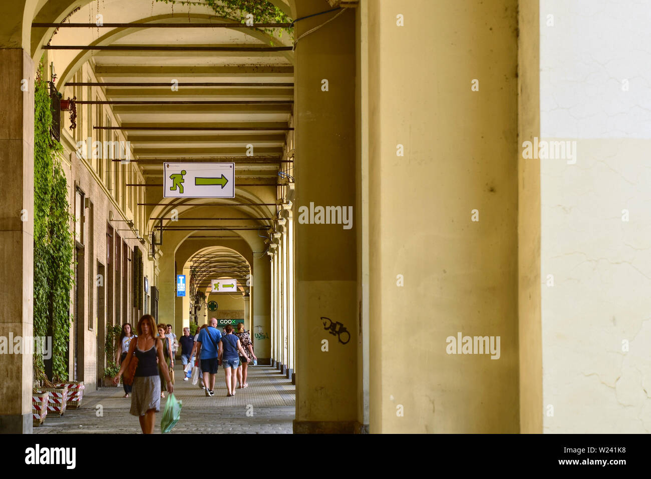 Turin, Piedmont, Italy. June 2019. Piazza Vittorio. Specific safety