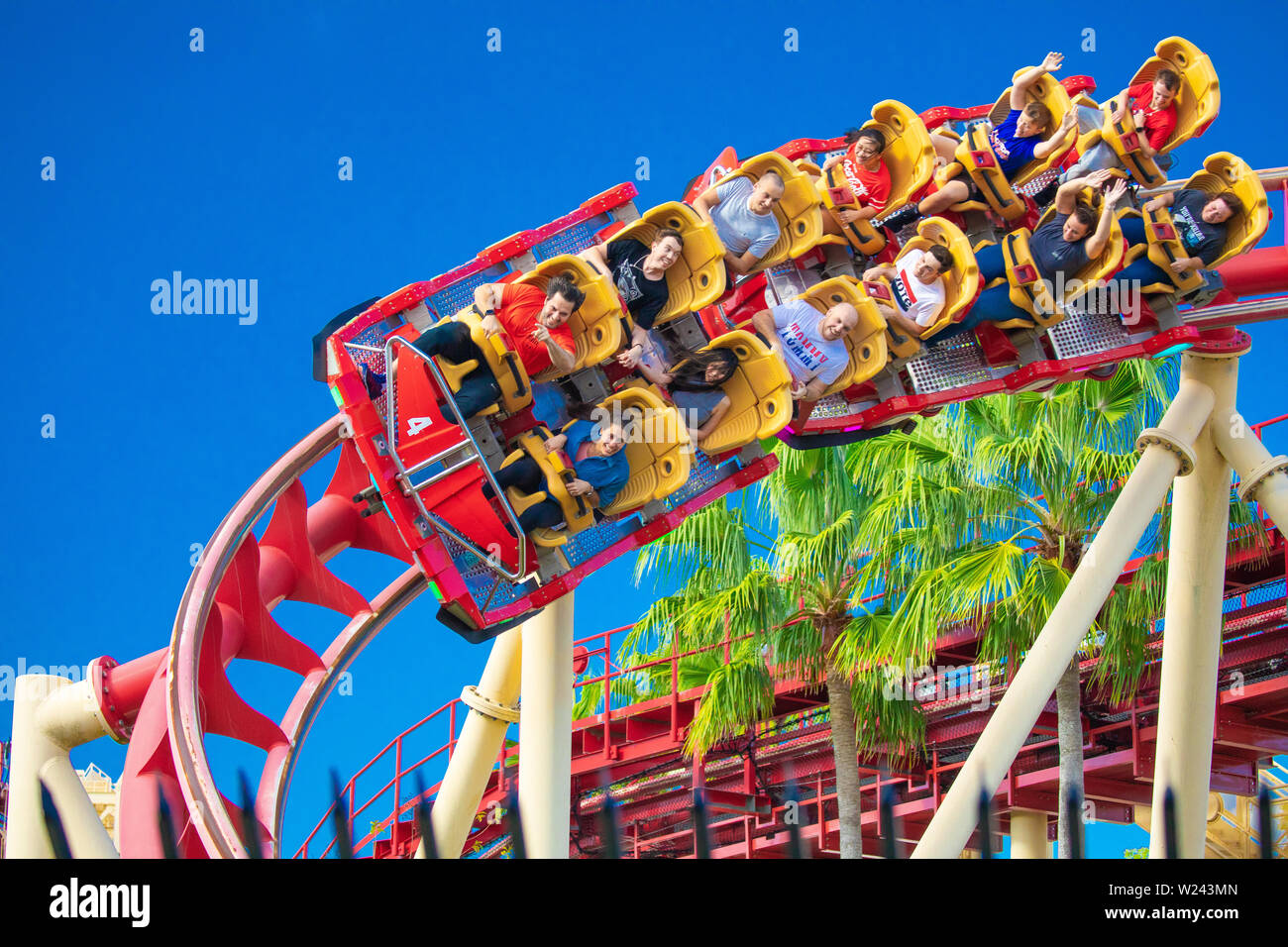 Universal Studios Hollywood Rip Ride Rockit roller coaster Stock Photo -  Alamy