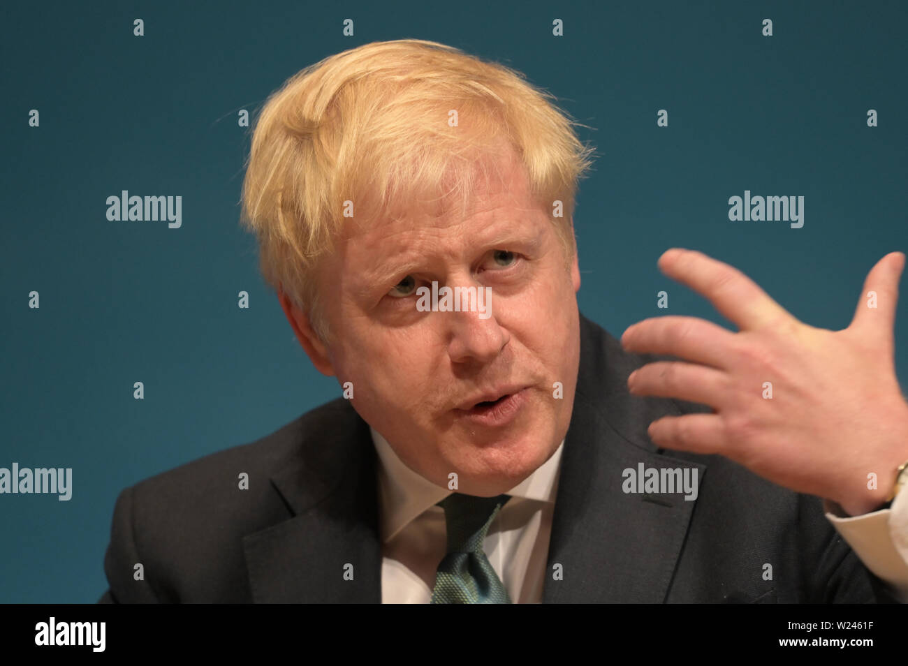 Perth, Scotland, United Kingdom, 05, July, 2019. Conservative Party leadership contender Boris Johnson addresses a leadership election hustings for party members. © Ken Jack / Alamy Live News Stock Photo