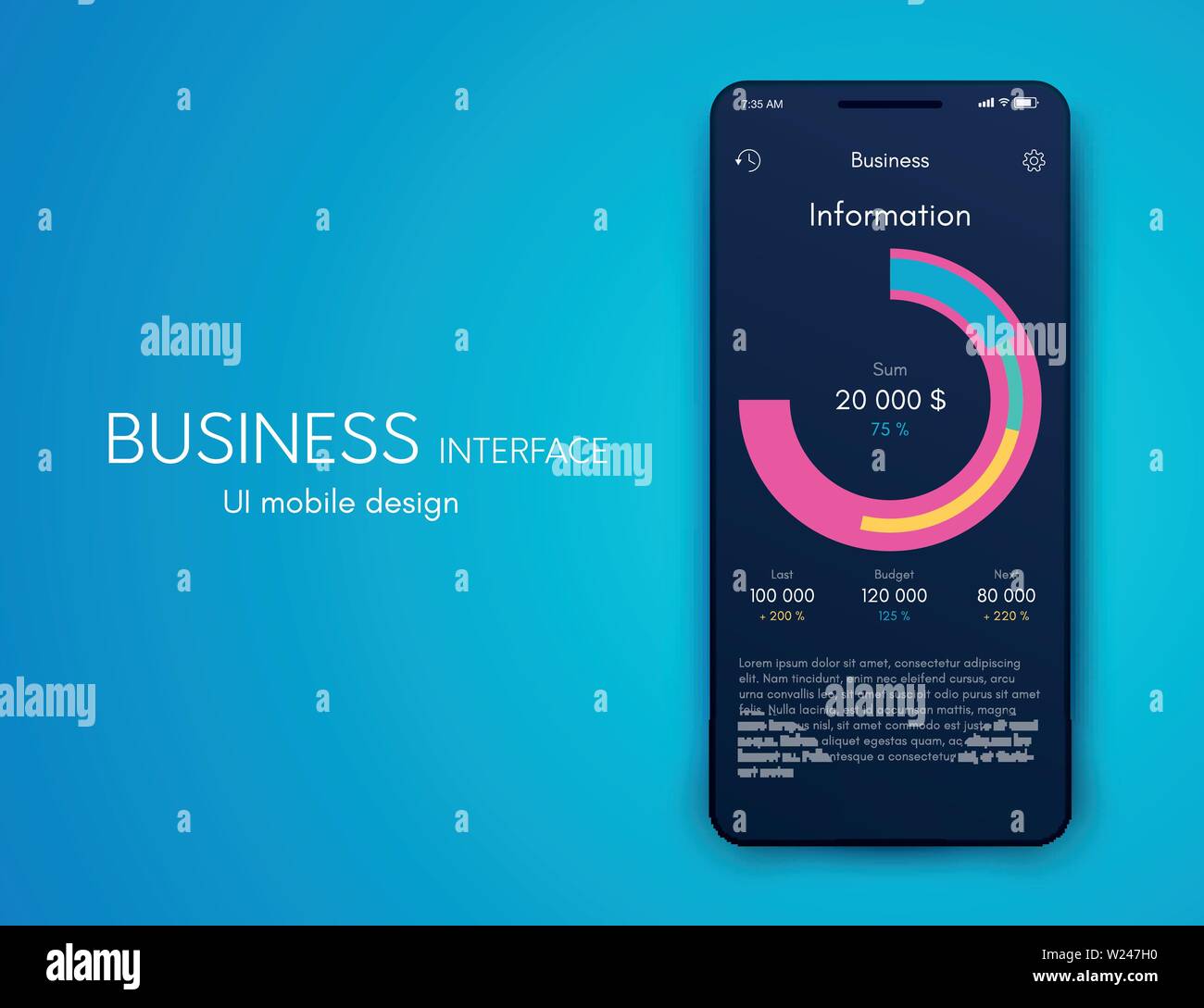 Vector graphics mobile infographics with four options. Template for creating mobile applications, workflow layout, diagram, banner, web design Stock Vector