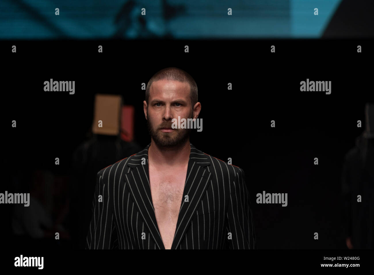A model walk during Richert Beil show at mbfw Berlin, 02 July 2019 ...