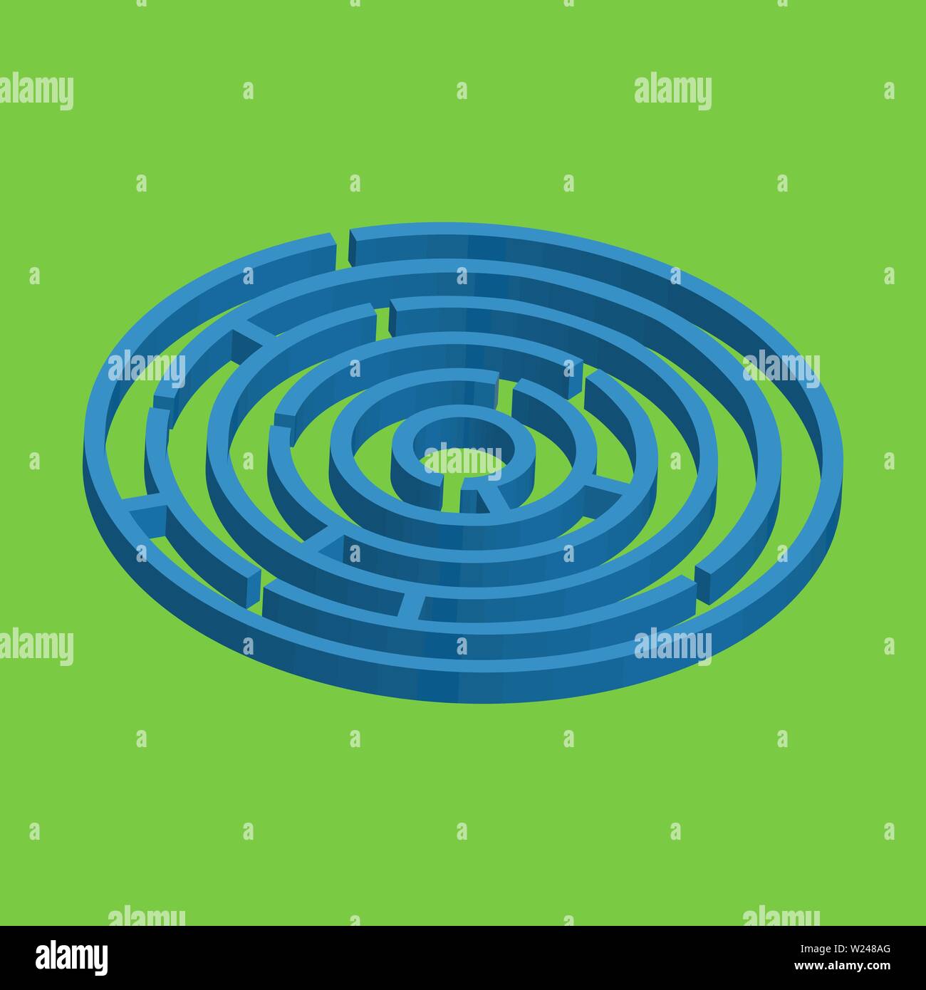 Isometric maze, labyrinth solution concept vector illustration eps 10 Stock Vector