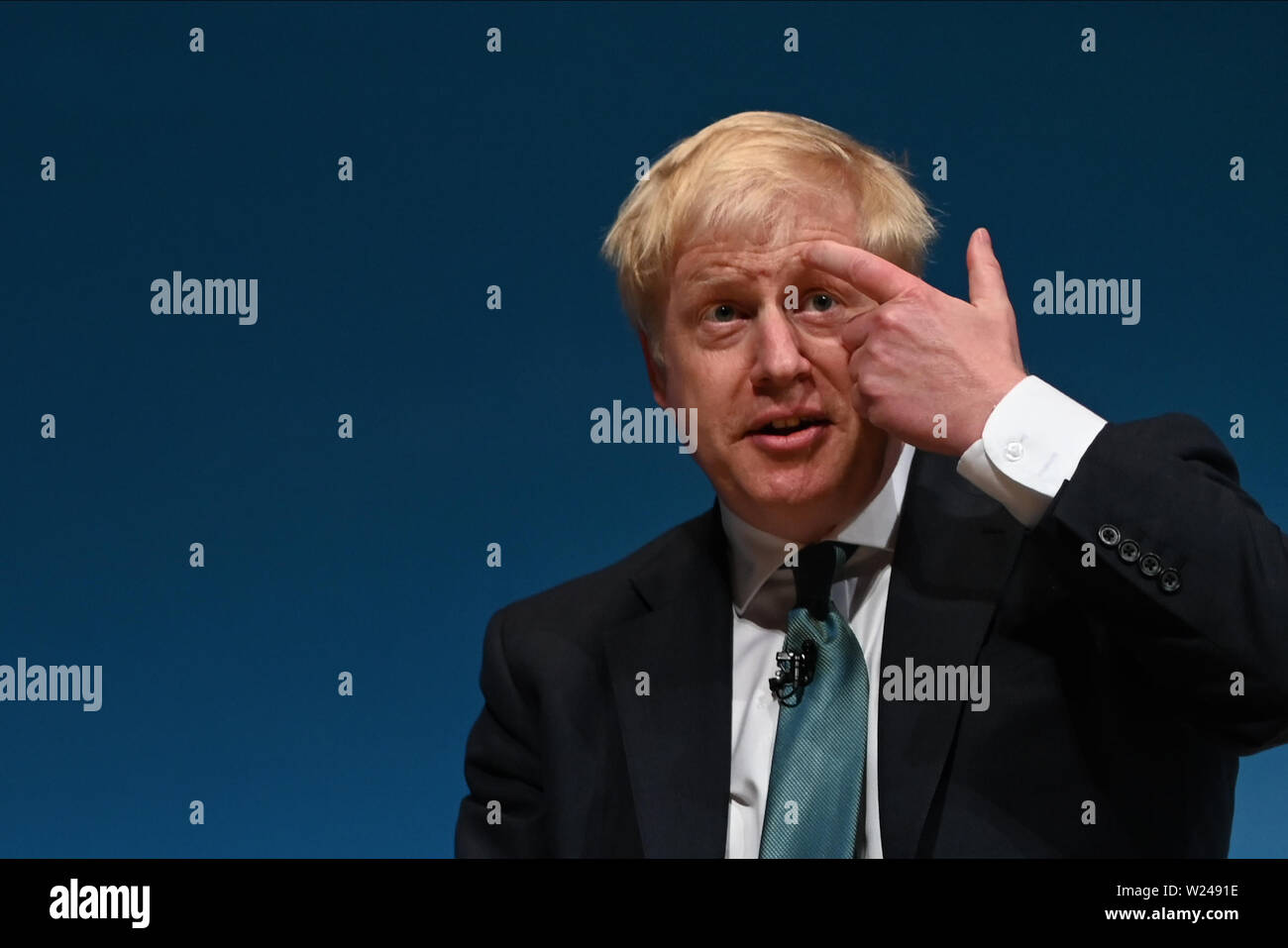 Perth, Scotland, United Kingdom, 05, July, 2019. Conservative Party leadership contender Boris Johnson addresses a leadership election hustings for party members. © Ken Jack / Alamy Live News Stock Photo