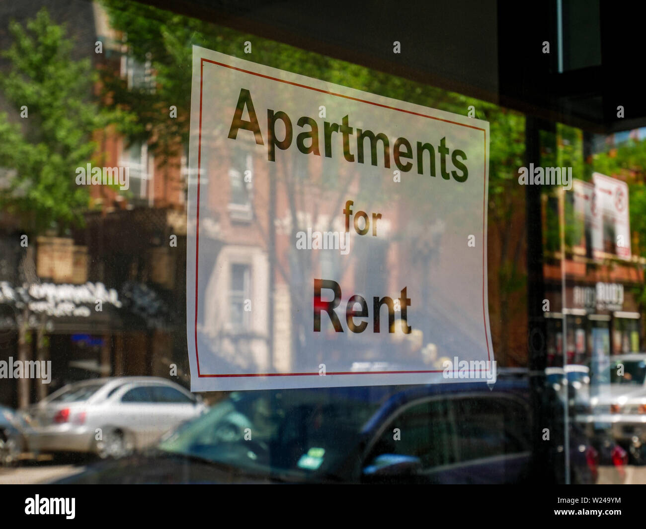Apartments for rent sign. Taylor Street,  Chicago, Illinois. Stock Photo