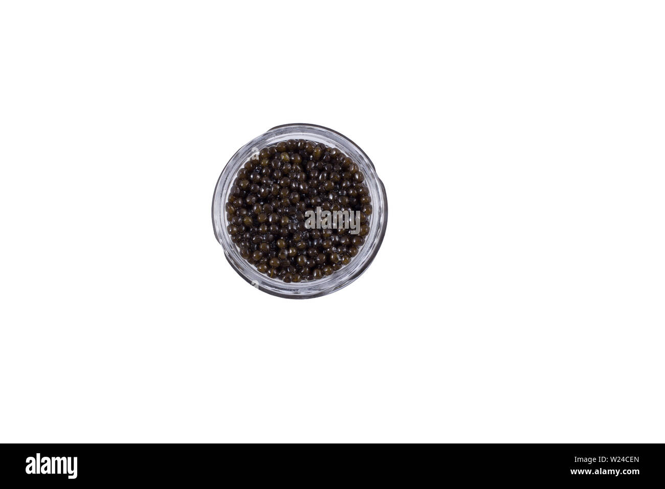 Exquisite caviar on a white background in a jar. Stock Photo