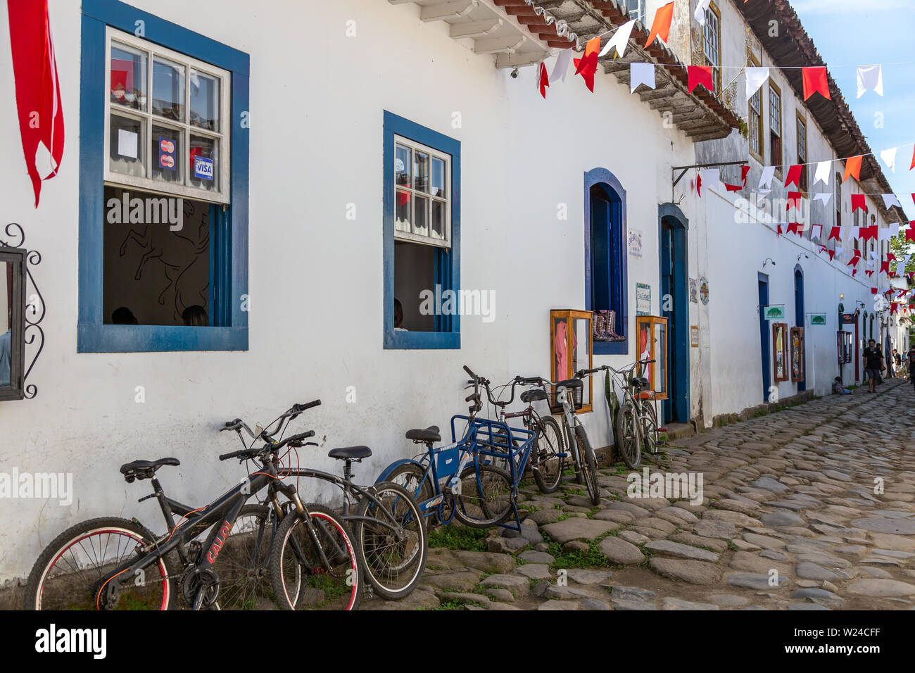 Paraty, Rio de Janeiro, Brazil - June 7, 2014: The typical colonial ...