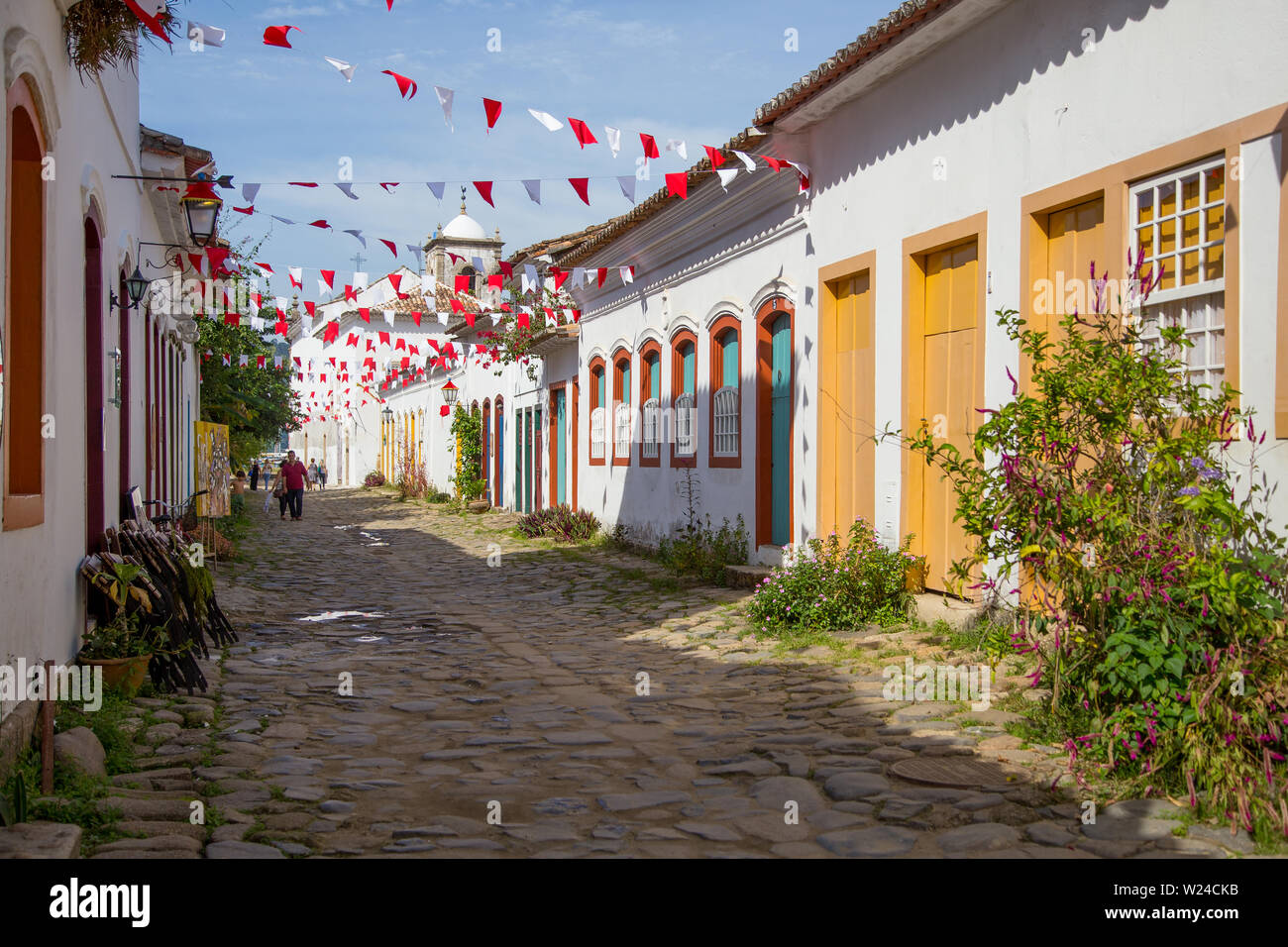 Paraty, Rio de Janeiro, Brazil - June 7, 2014: The typical colonial ...