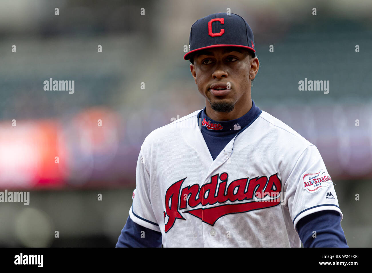 May 16th, 2019: Cleveland Indians shortstop Francisco Lindor (12) looks on  during a game between the