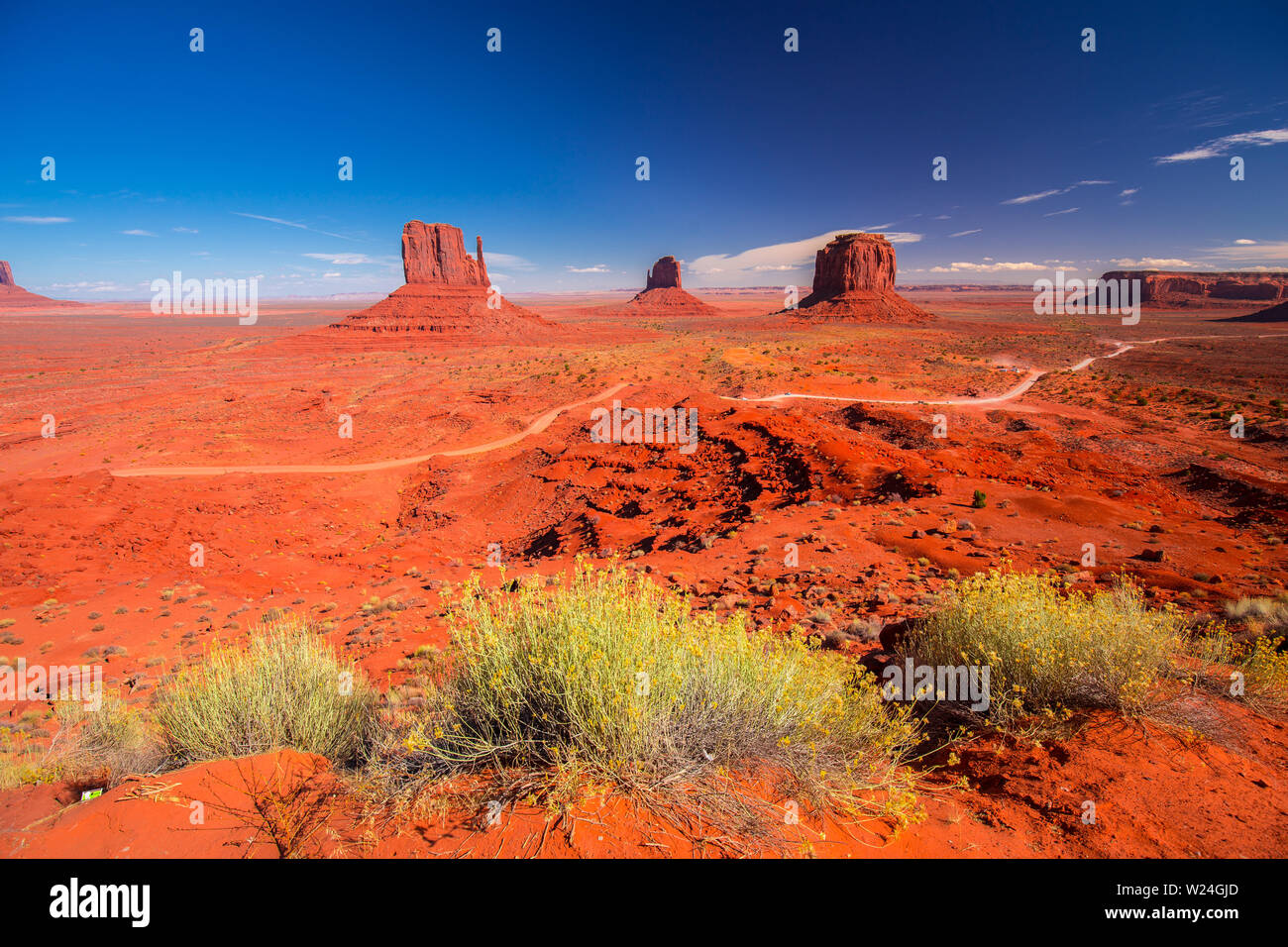 Monument Valley. Navajo Tribal Park. Red rocks and mountains. Located 