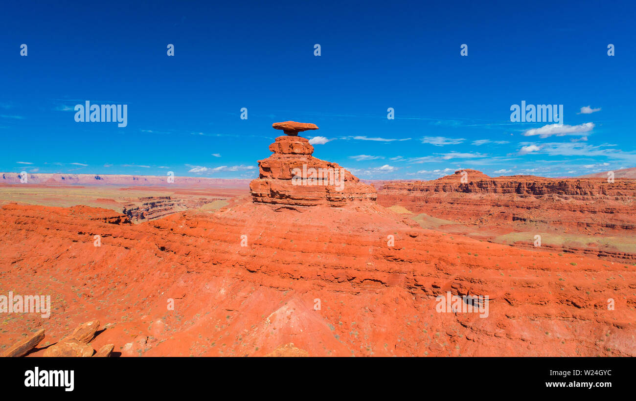 Mexican Hat Rock Formation. Utah. USA. Stock Photo