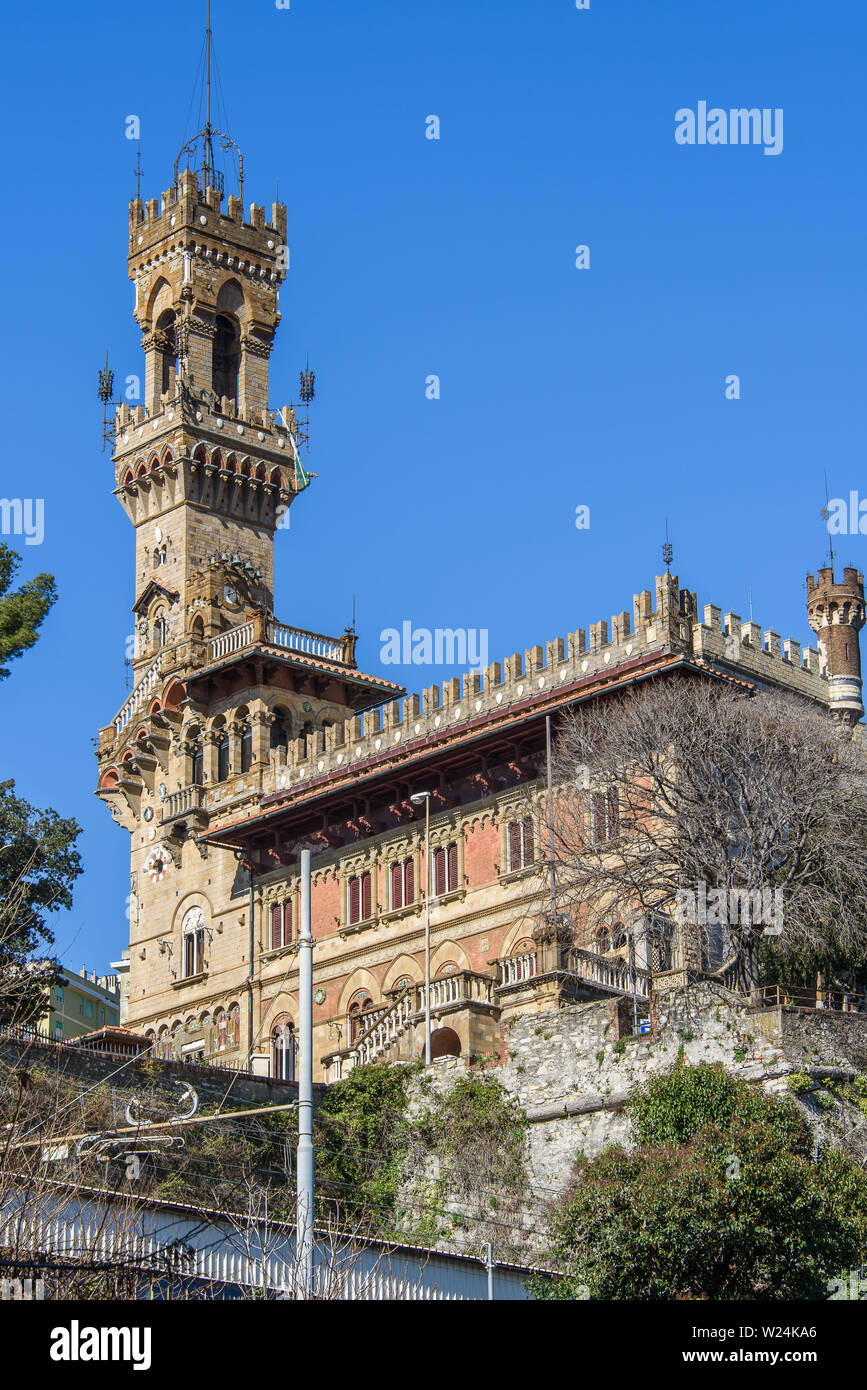 Genoa Castle Castle Mackenzie in the old town of Genoa, built in Gothic Revival ...
