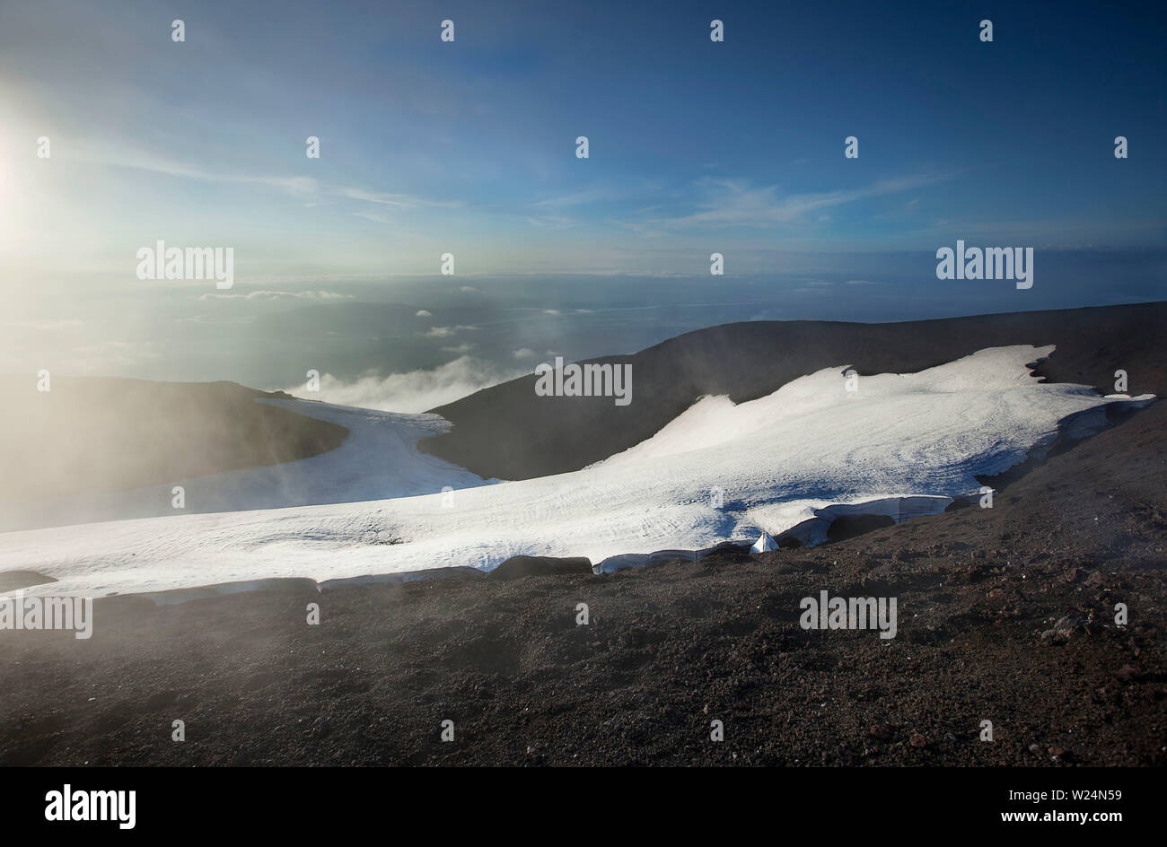 On the top of Hekla volcano, Iceland Stock Photo